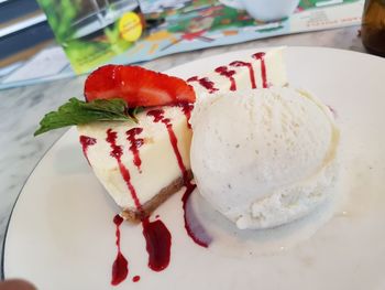 Close-up of ice cream in plate