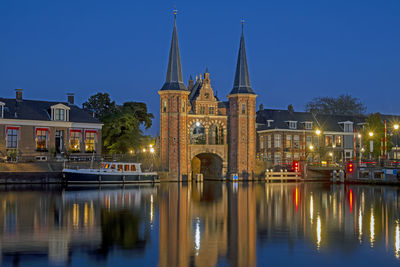 The watergate in sneek in friesland the netherlands at night