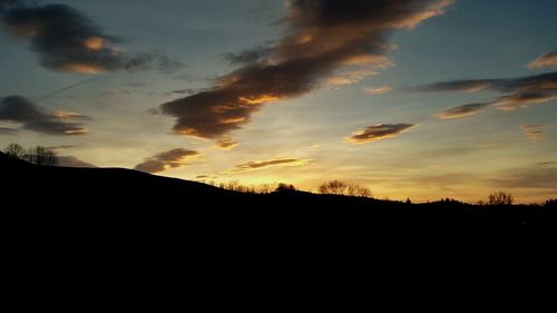 Silhouette of landscape at sunset