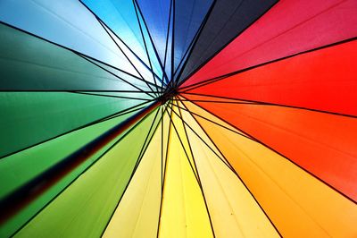 Low angle view of multi colored umbrella