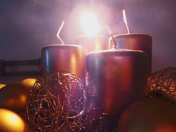 Close-up of illuminated candles