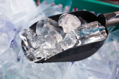 High angle view of drinking glass on table