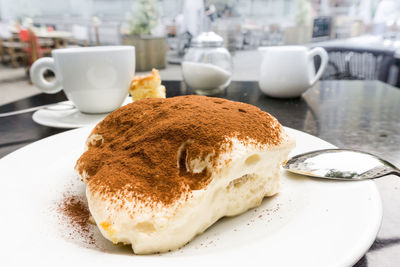 Close-up of breakfast served on table