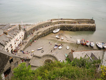 High angle view of people on beach