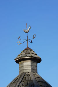 Low angle view of built structure against clear blue sky