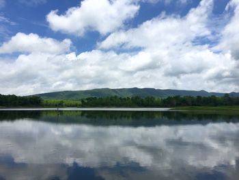 Scenic view of lake against sky