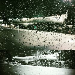 Close-up of water drops on window