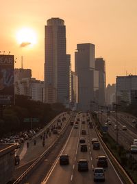 Cars moving on the road in city