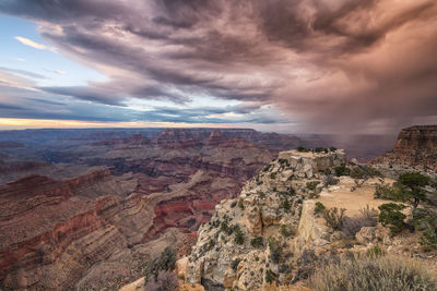 Scenic view of landscape against cloudy sky