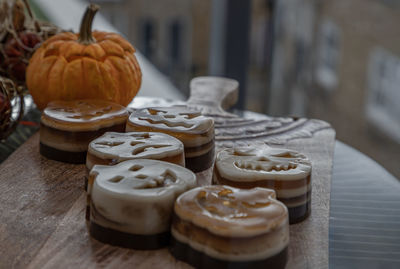 Close-up of cupcakes on table