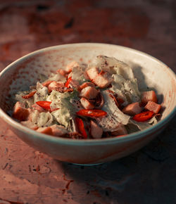 High angle view of food in bowl