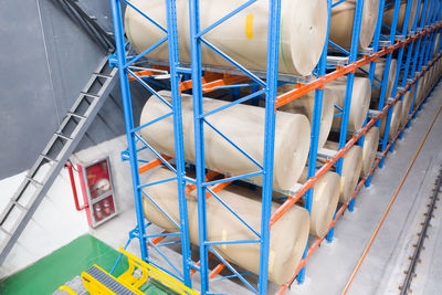 High angle view of spiral staircase in building