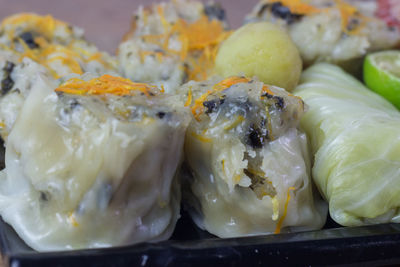 Close-up of sushi in plate