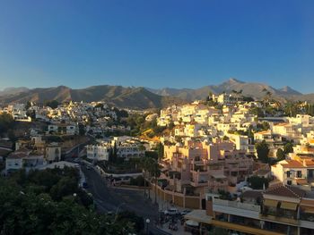 High angle view of townscape against sky