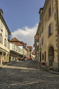 Street in estavayer-le-lac by day, fribourg, switzerland