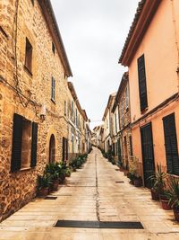 Narrow alley amidst residential buildings