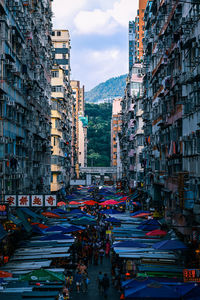 High angle view of city street