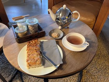 High angle view of food on table