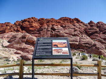 Information sign on rock