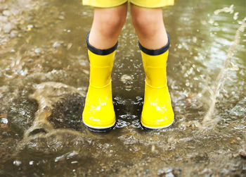 Low section of boy standing in water