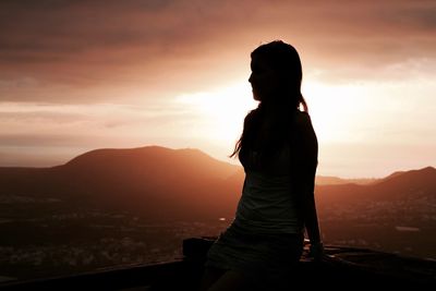 Scenic view of mountains at sunset