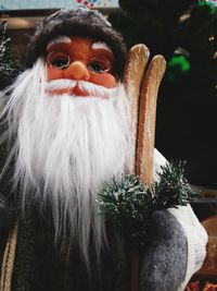 Close-up of christmas decoration in snow