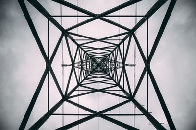 Low angle view of electricity pylon against sky