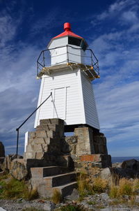 Low angle view of lighthouse against sky