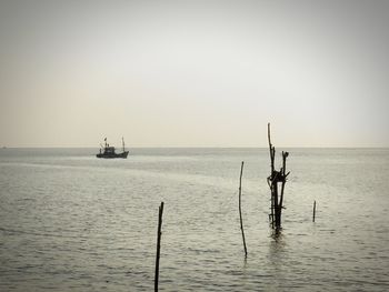 Scenic view of boat in sea