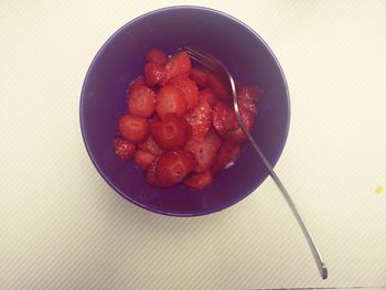 High angle view of food in bowl