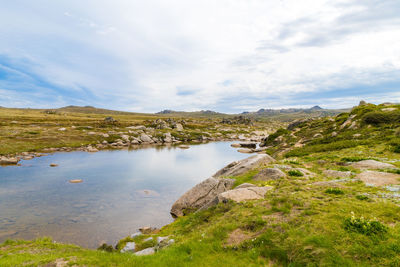 Scenic view of lake against sky