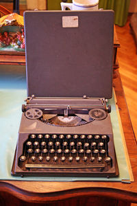 Close-up of computer keyboard on table