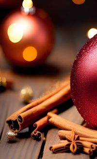 Close-up of christmas decorations on table