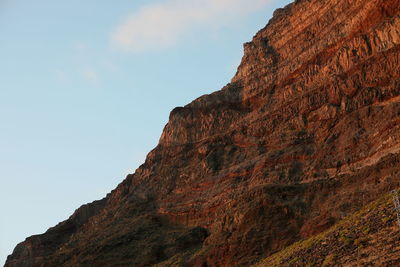 Low angle view of rock formation against sky