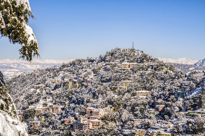 View of cityscape against clear sky