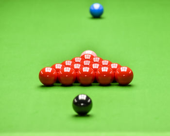 Close-up of red ball on table