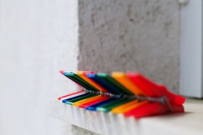 Close-up of multi colored pencils