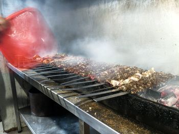 Close-up of food on barbecue grill