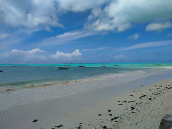 Scenic view of beach against sky