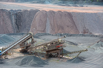 High angle view of coal mining machinery