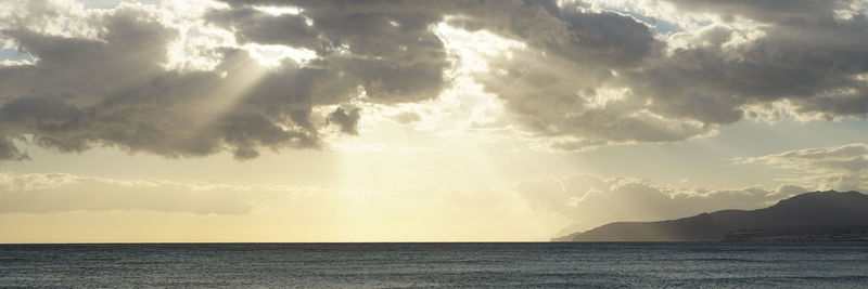 Panoramic view of sea against sky during sunset