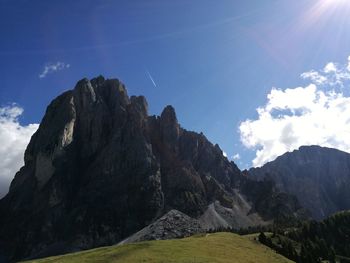 Low angle view of mountains against sky