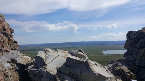 Scenic view of mountains against sky