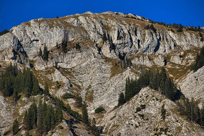 Low angle view of rock formations against sky