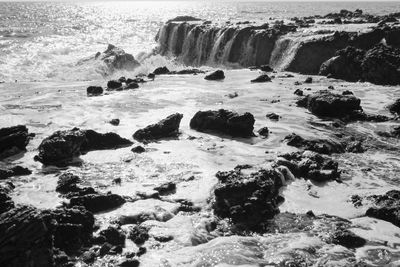 Scenic view of rocks in sea