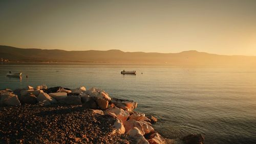 Scenic view of sea against clear sky