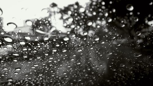 Close-up of water drops on glass