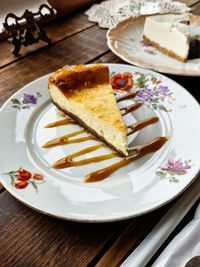 Close-up of dessert in plate on table