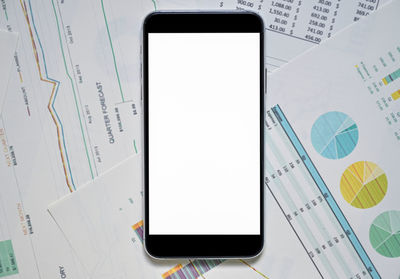 Low angle view of mobile phone on table