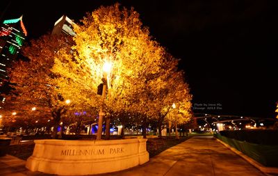 Illuminated street light at night